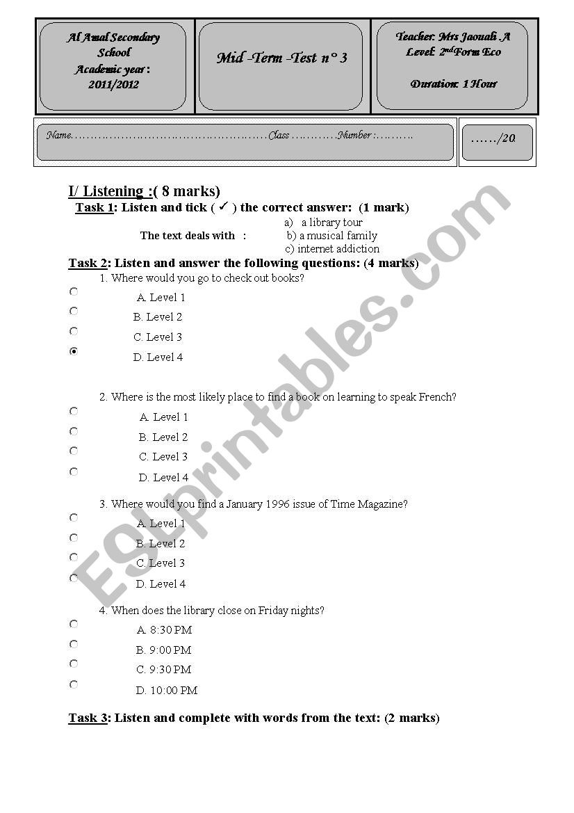 mid term test 3 worksheet