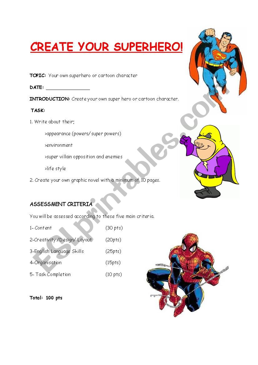 Create your Superhero! worksheet