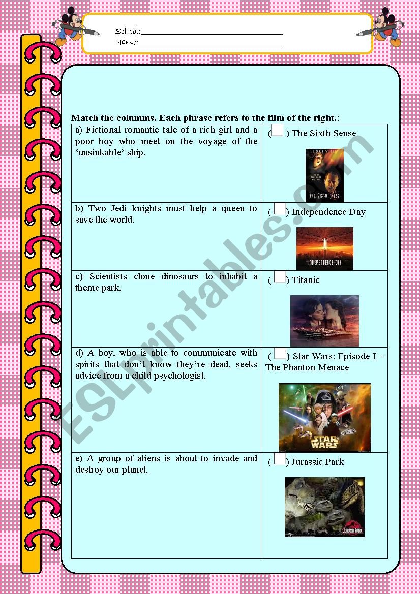 Movies worksheet