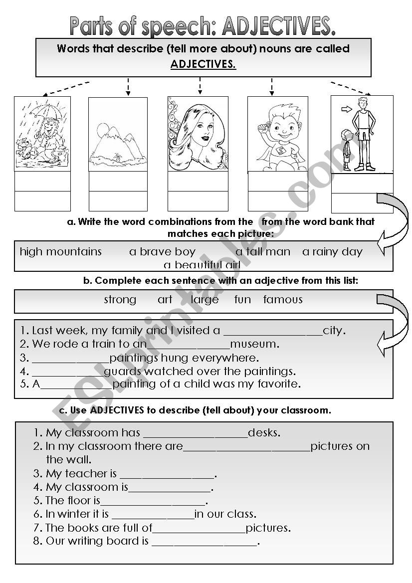 Adjectives. Basic rules. worksheet