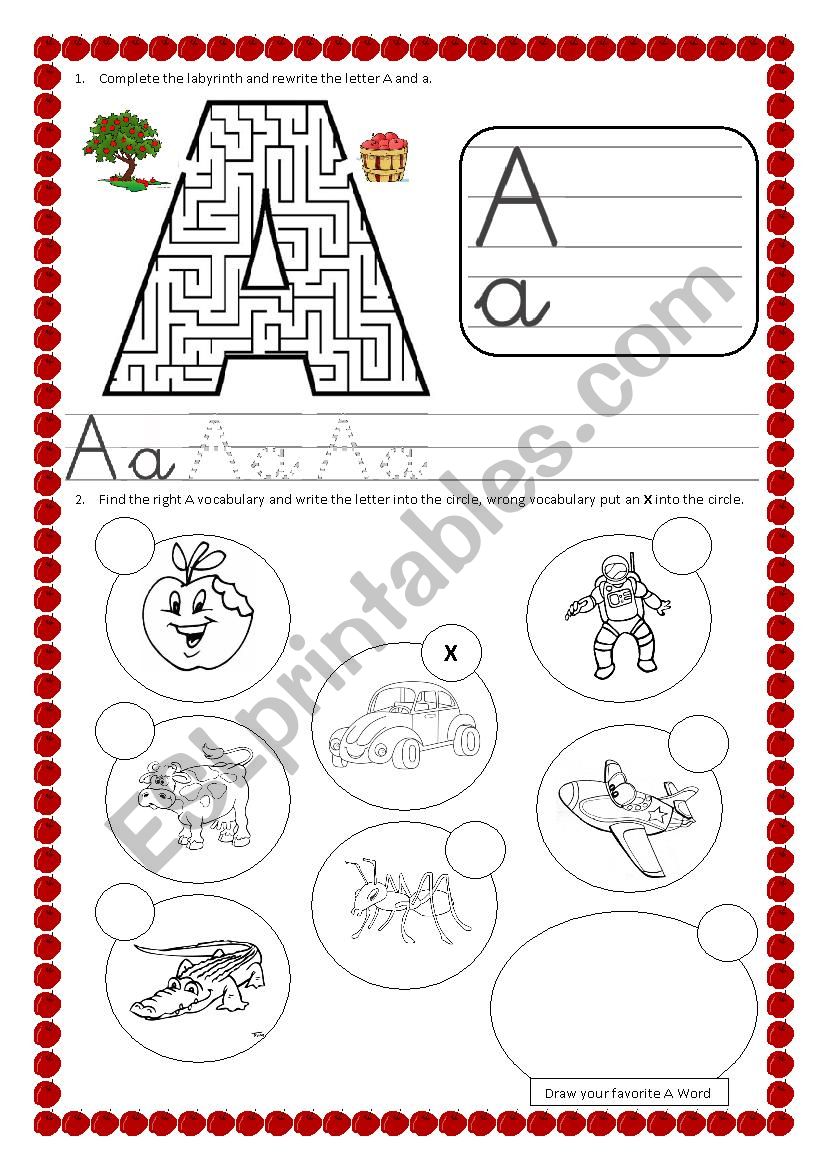 LETTER A  worksheet