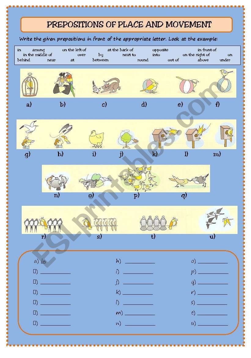 Prepositions of place and movement