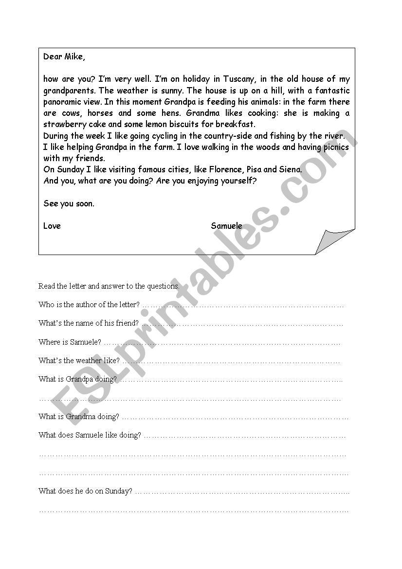 A letter  worksheet