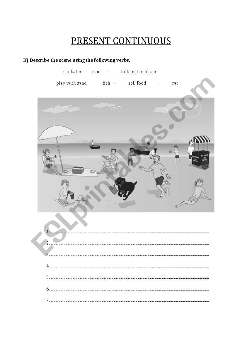 Present continuous exercises worksheet