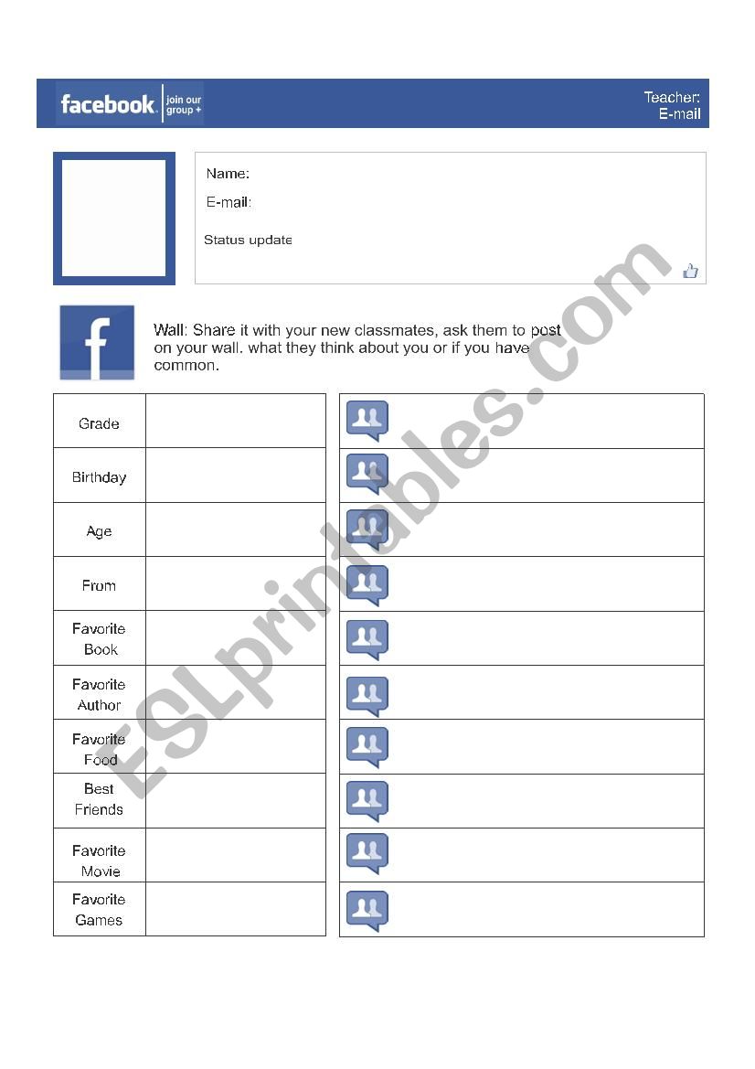 FB for introducing  worksheet