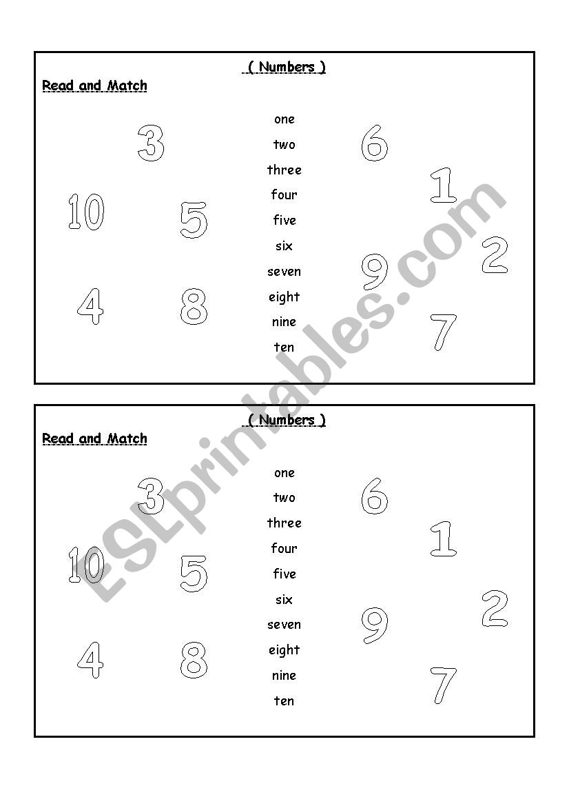 numbers to 10 worksheet