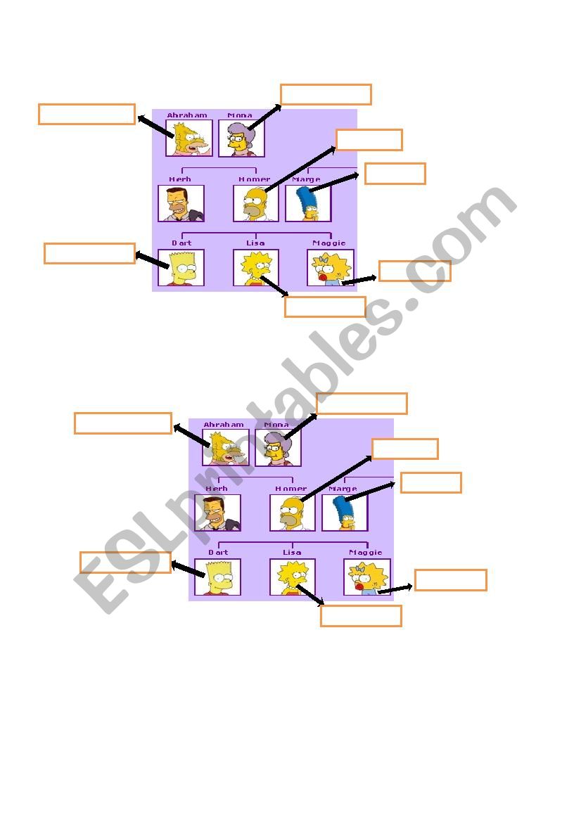 Simpson Family worksheet