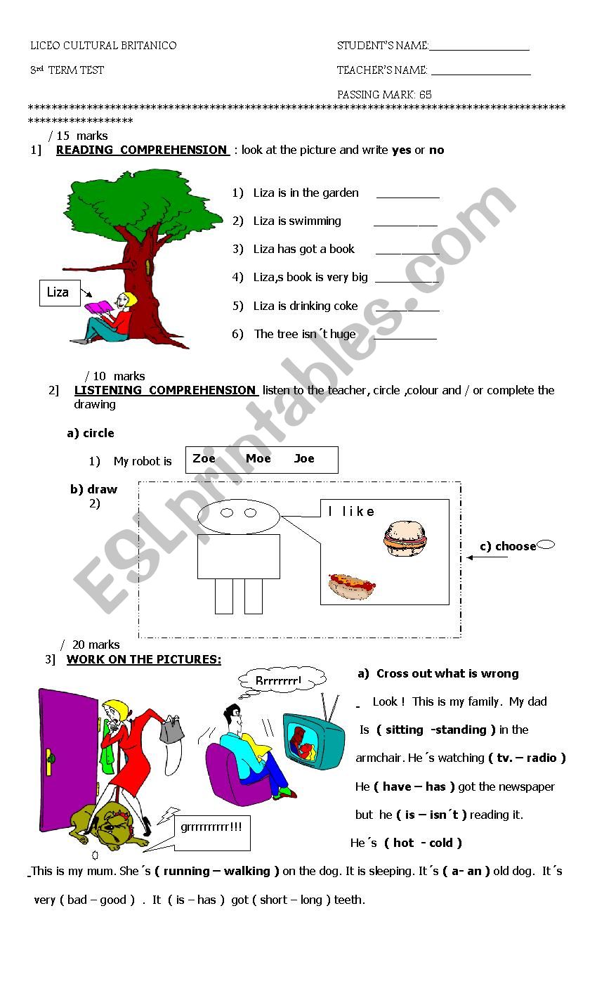 test worksheet