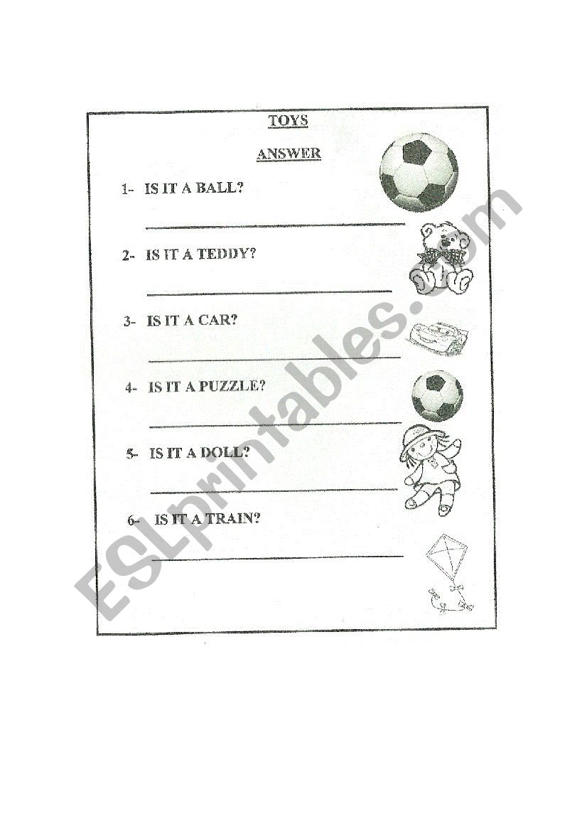Toys. Questions. Is it...? worksheet
