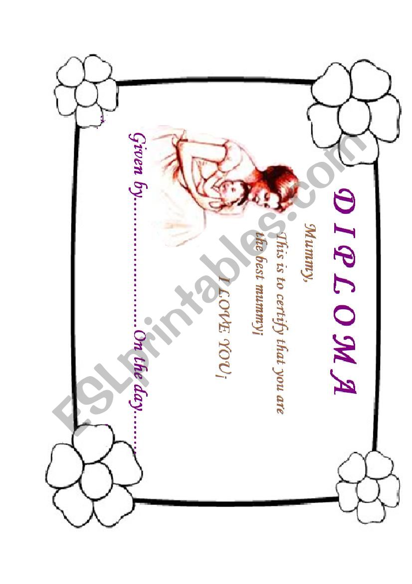 MotherÂ´s day diploma worksheet