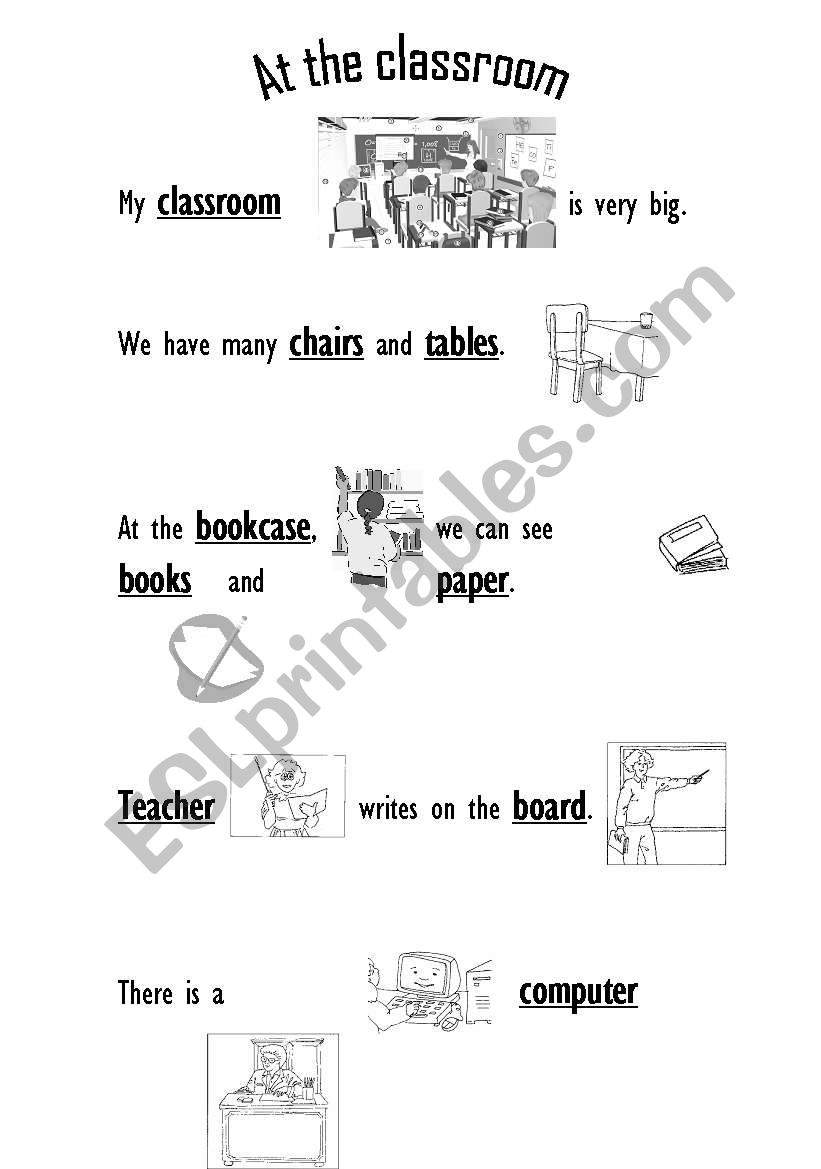 Classroom - reading worksheet