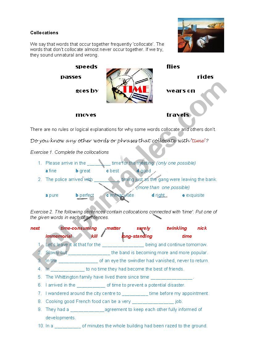 time - collocations worksheet