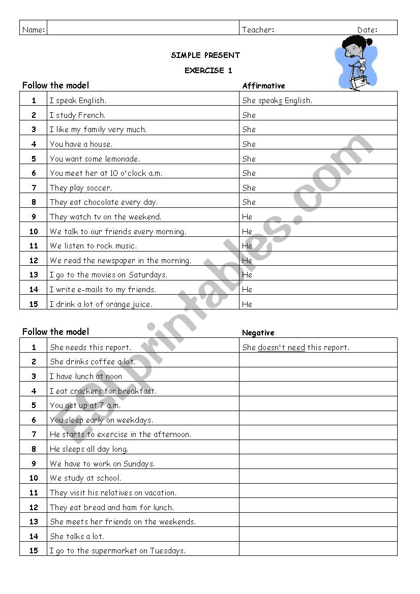 Simple Present Exercise worksheet