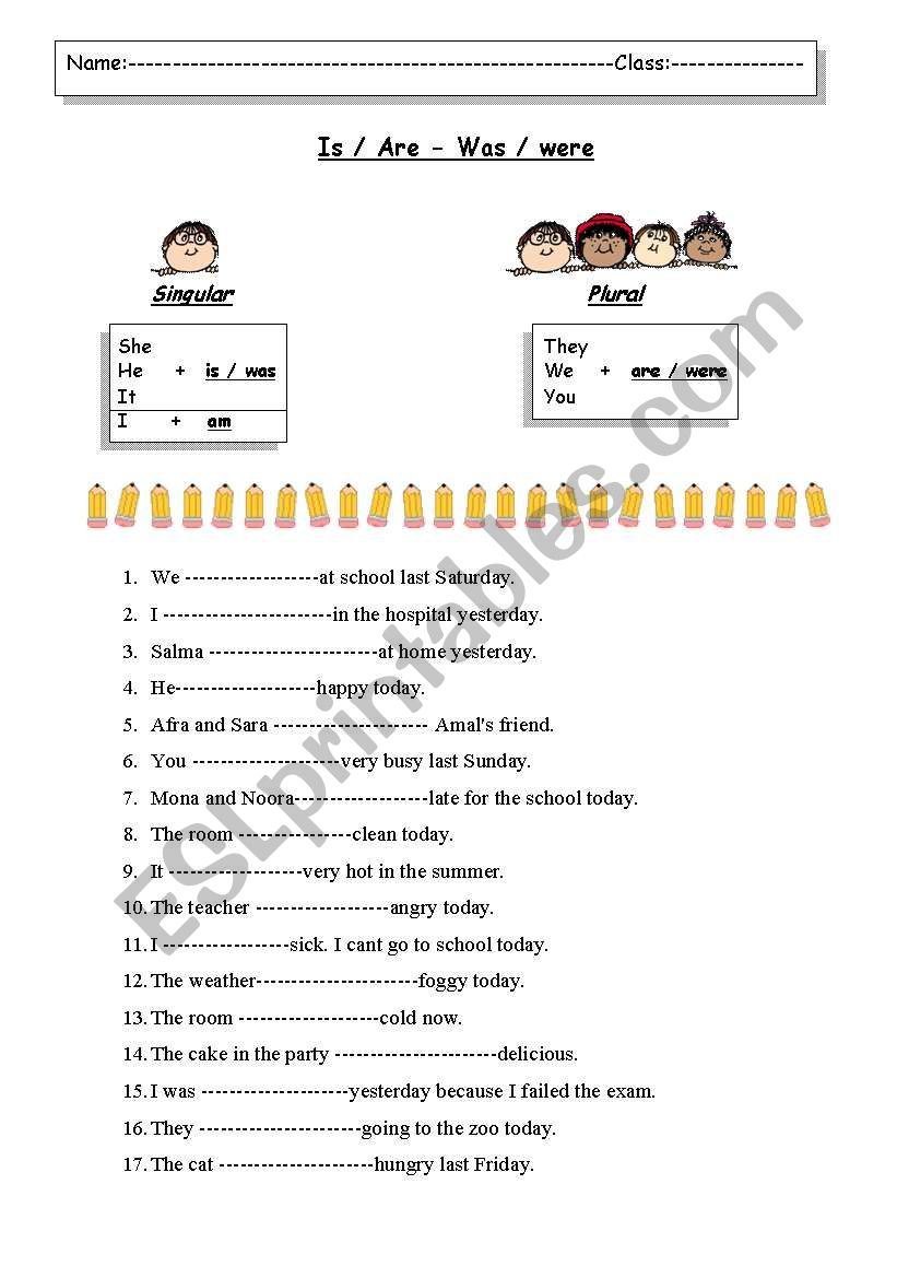 verb to be worksheet