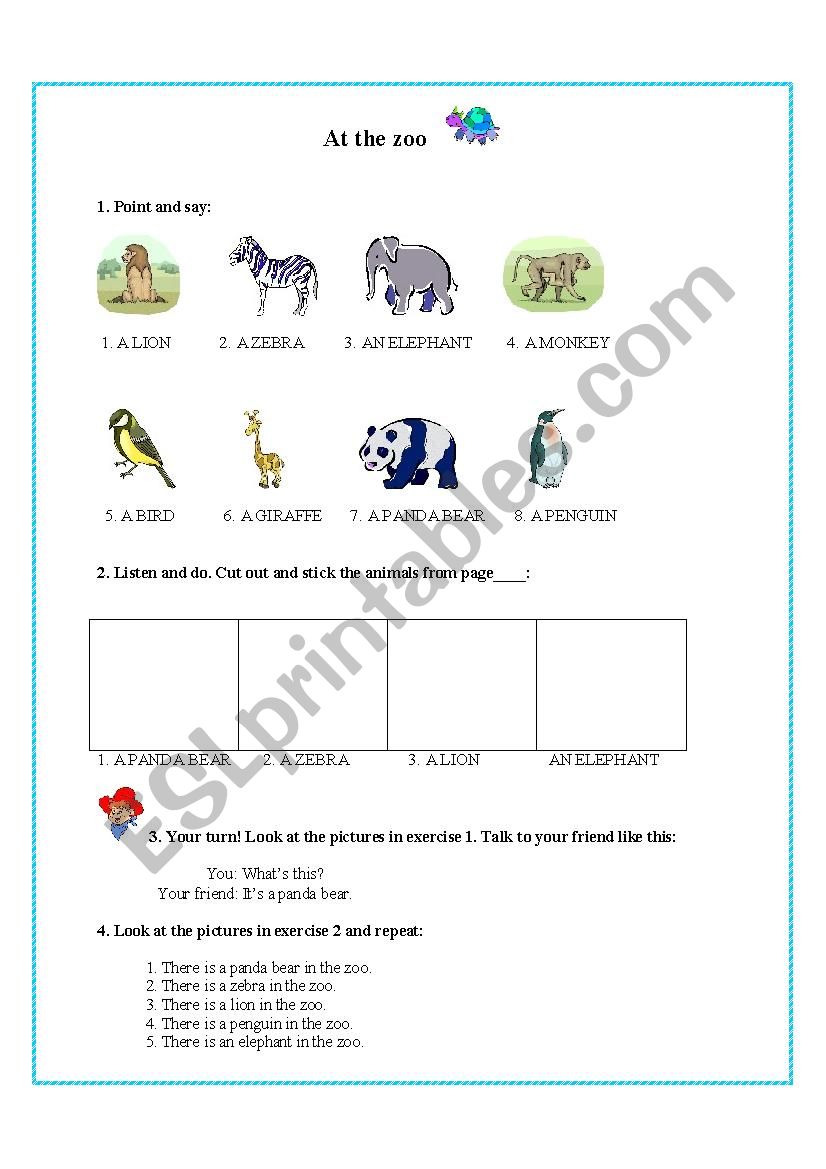 zoo animals worksheet