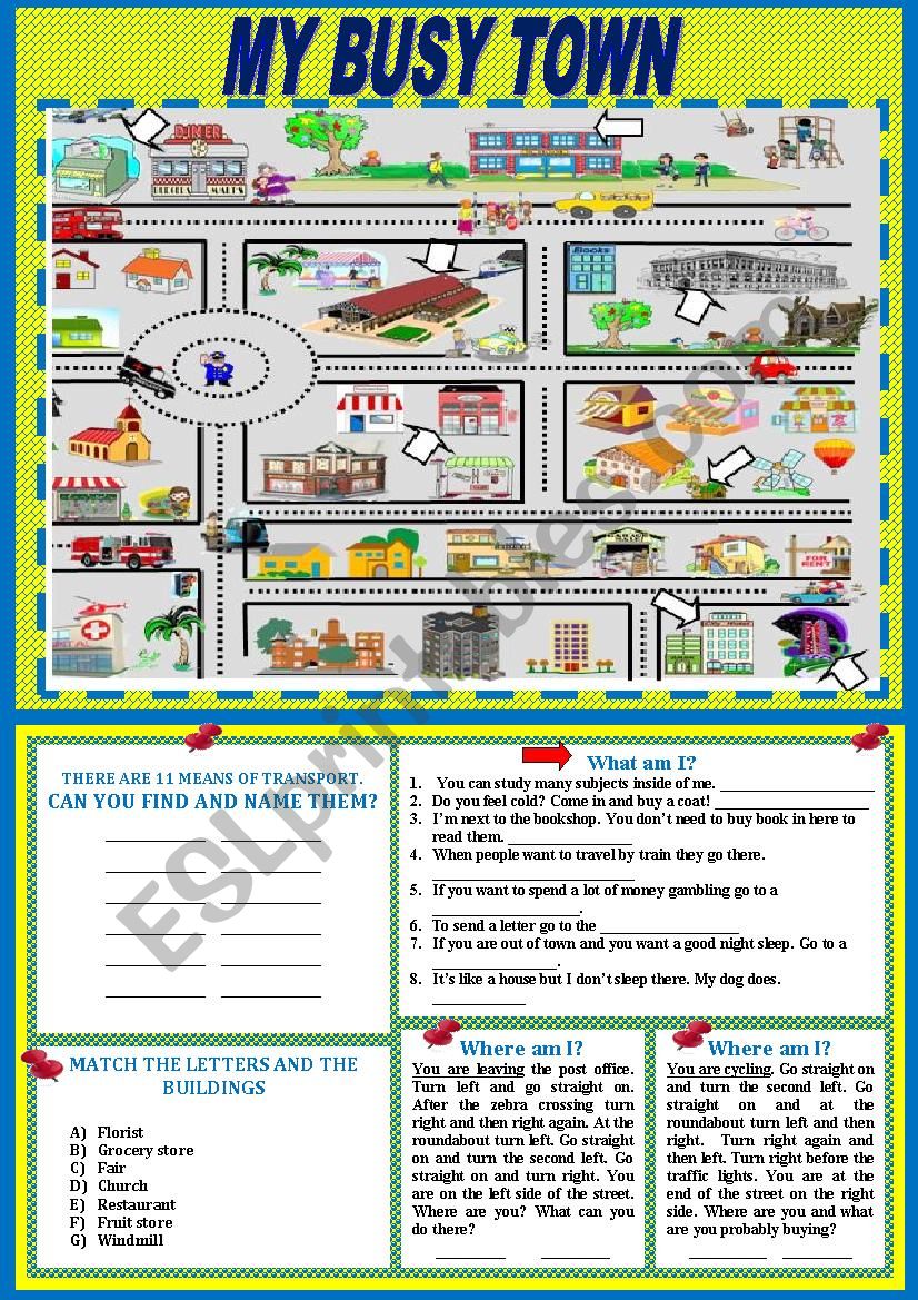 My busy town worksheet