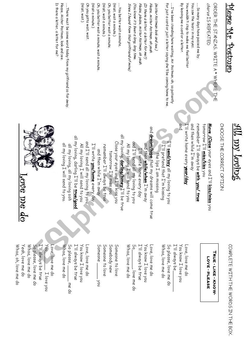 The Beatles - Songs worksheet