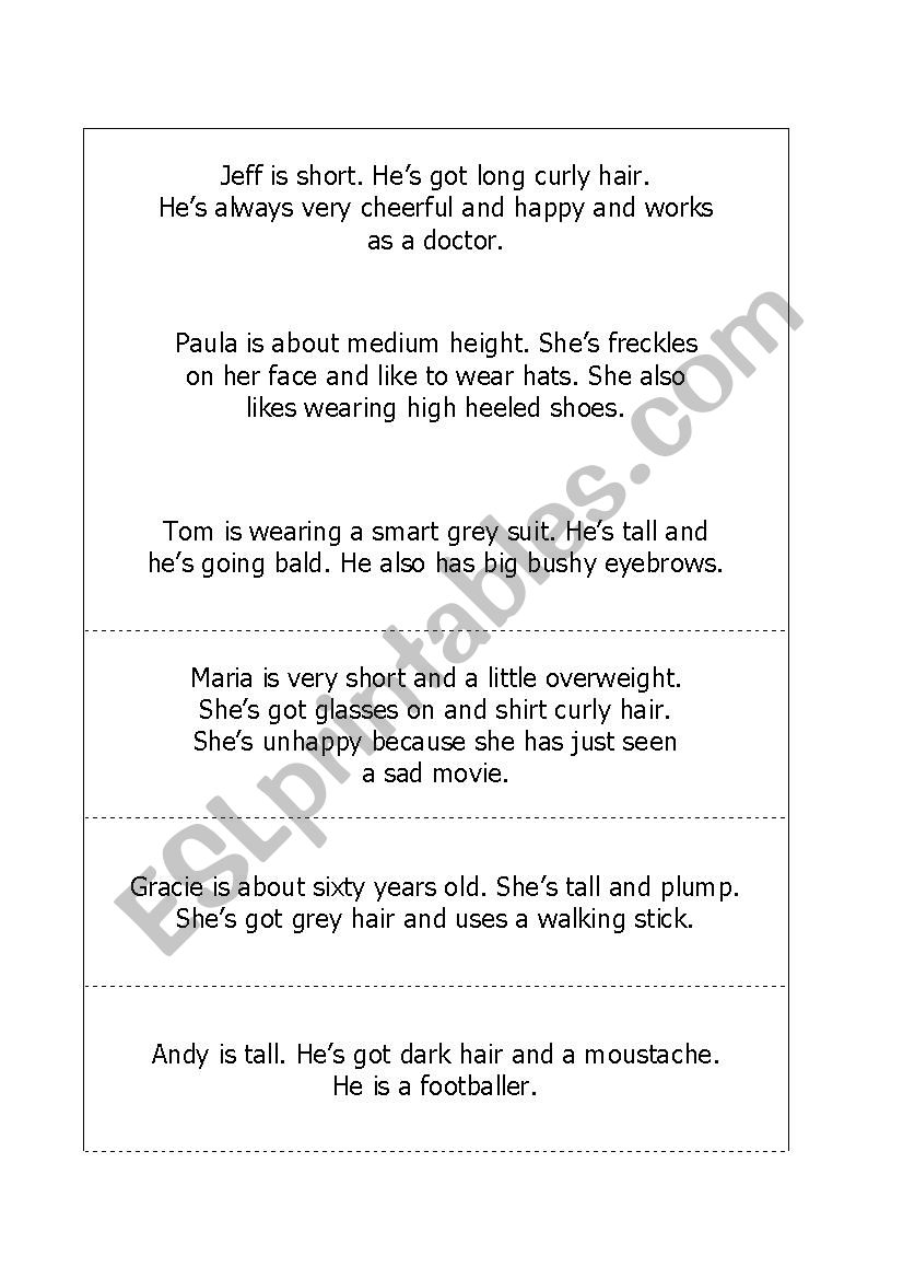 DESCRIBING PEOPLE worksheet