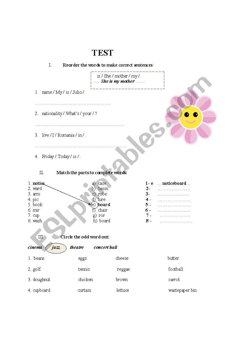 Test Elementary worksheet