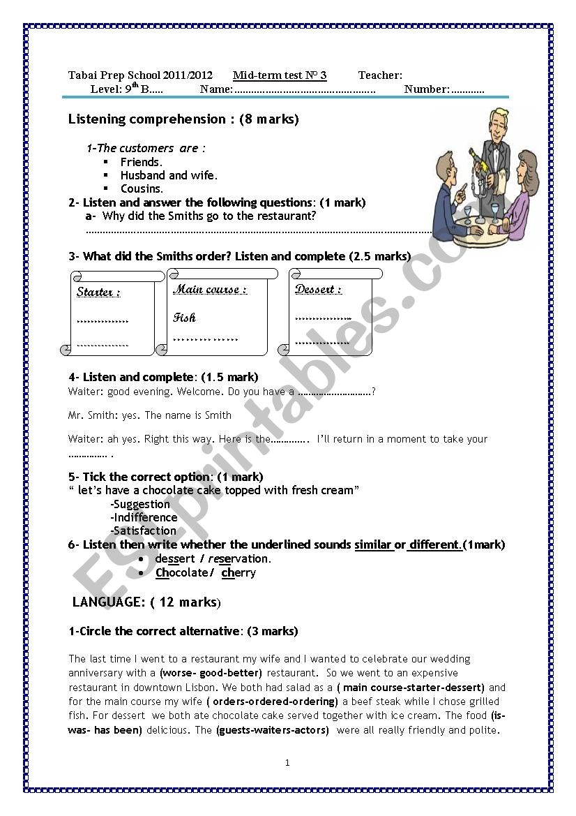 Listennig comprehension N3 9thF