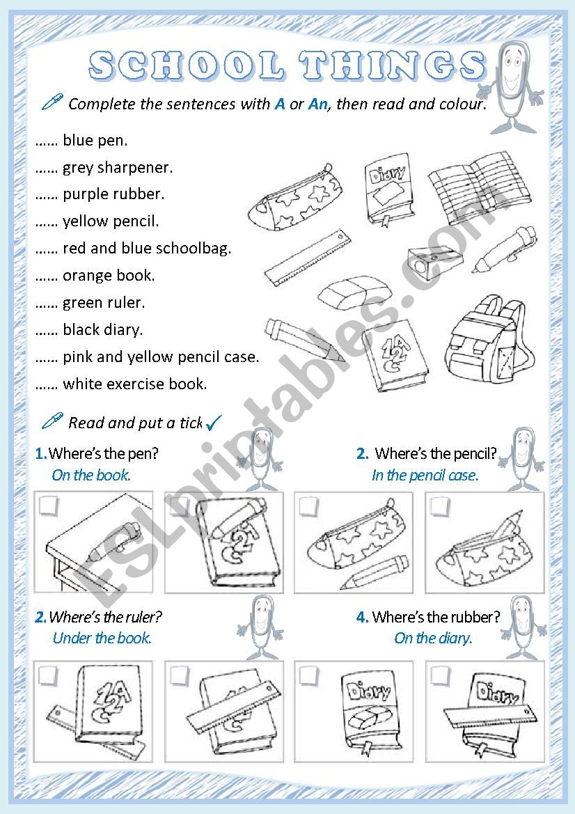 School things worksheet