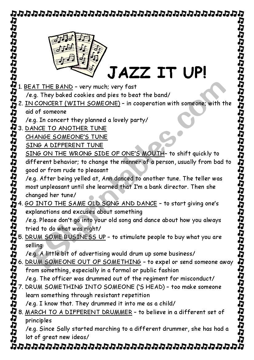 JAZZ IT UP worksheet