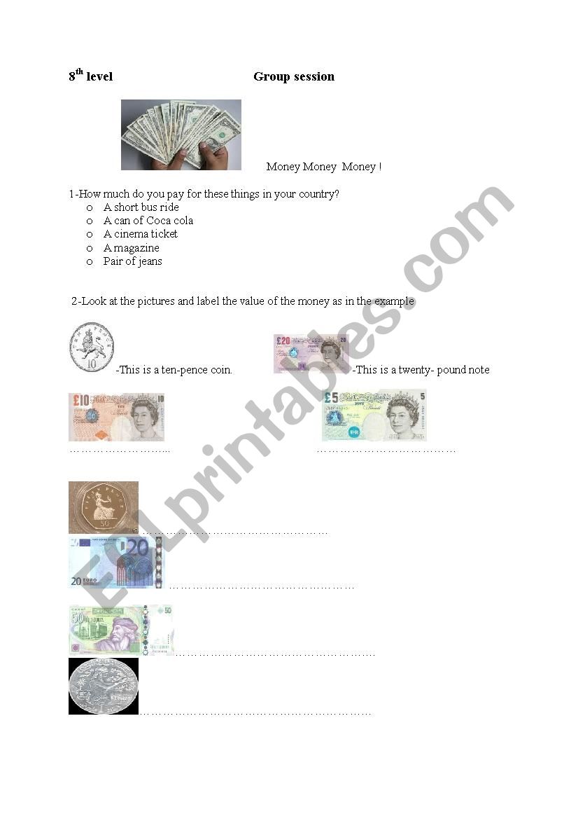 money  worksheet