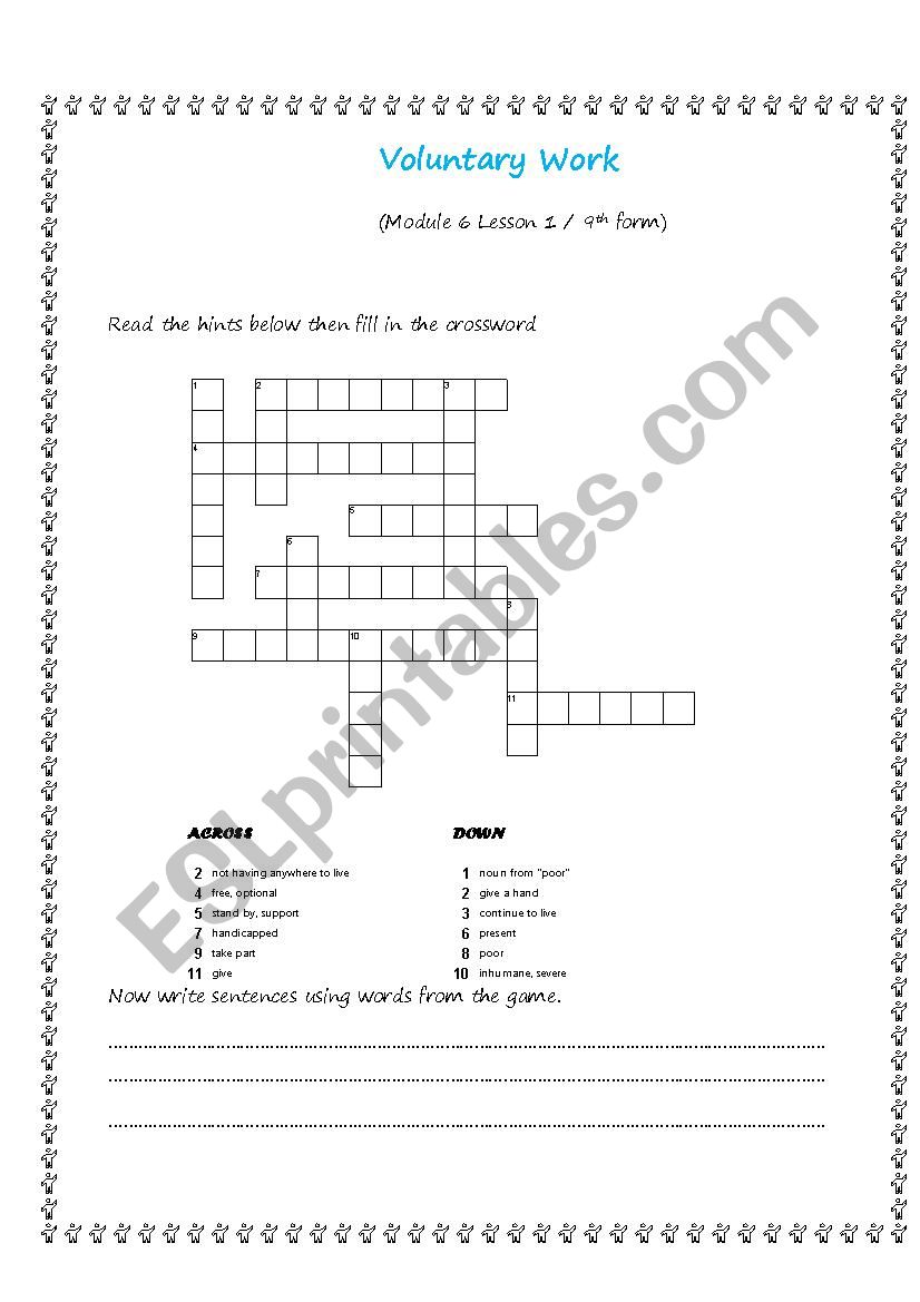 Voluntary Work 9 th Form, Module 6 Lesson1    