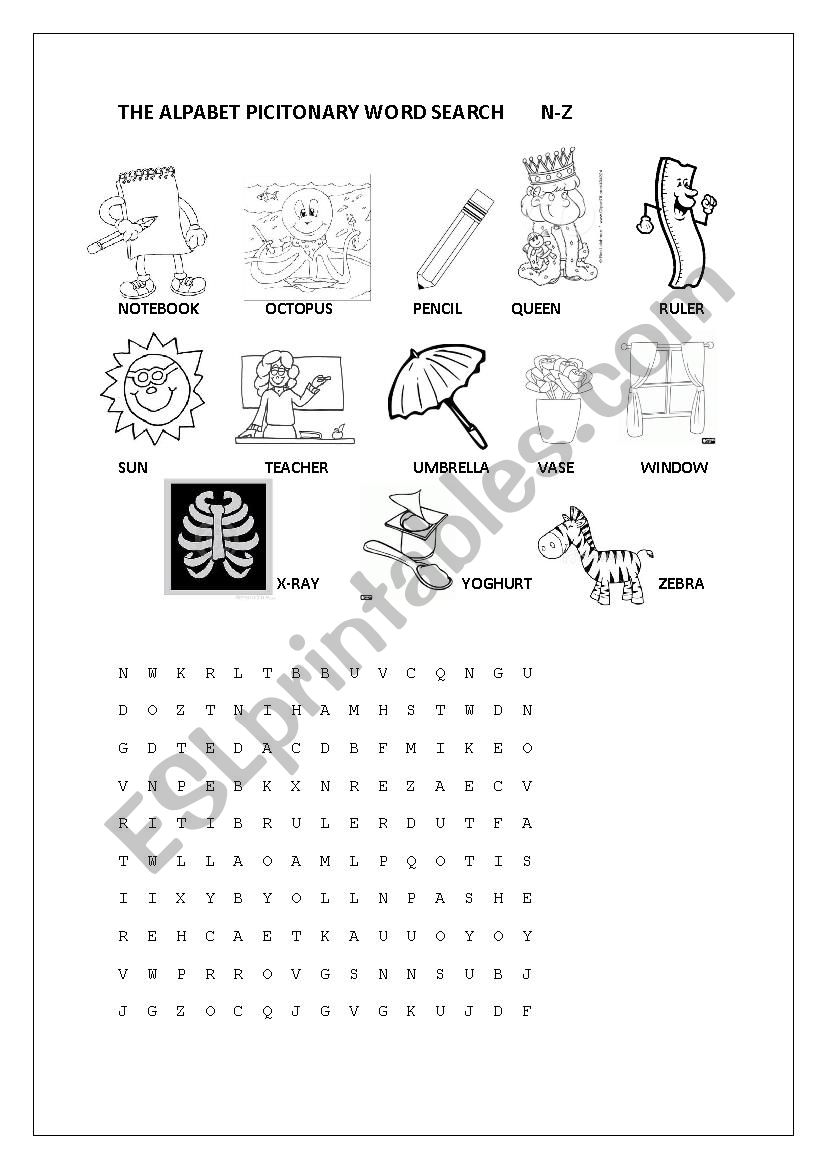 THE ALPHABET PICTIONARY WORD SEARCH - PART 2