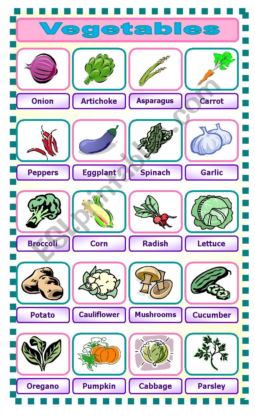 Vegetables Pictionary worksheet