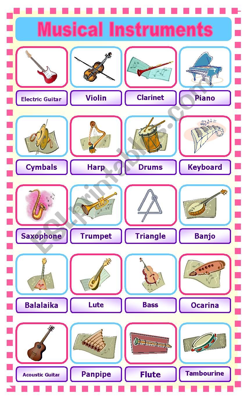 Musical Instruments Pictionary