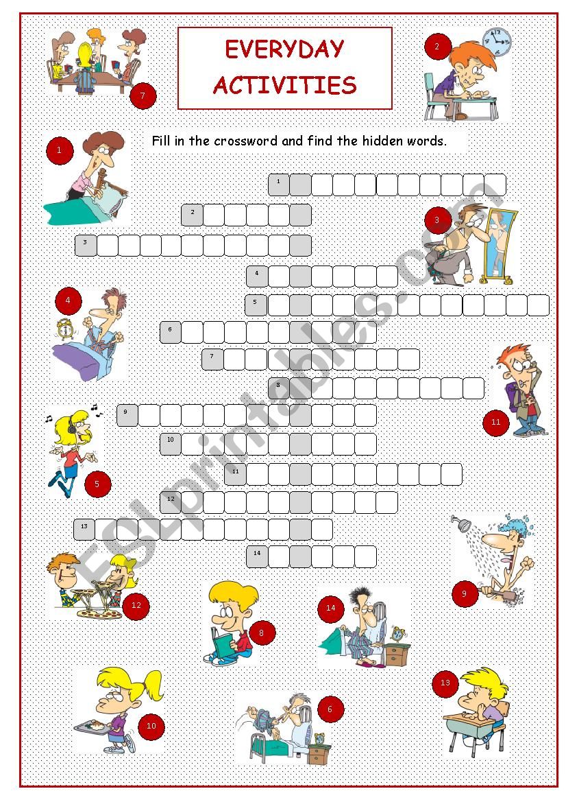 Everyday Activities (Daily Routine Crossword)