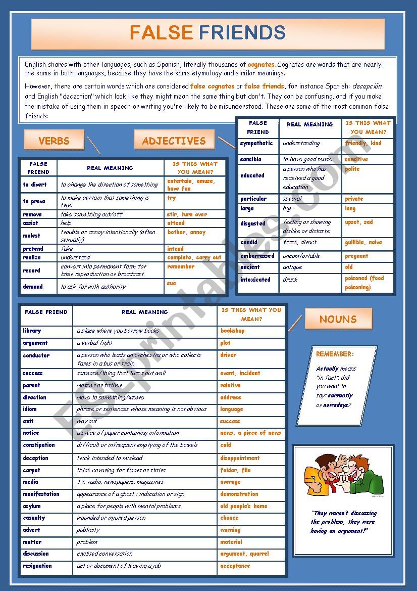 FALSE FRIENDS worksheet