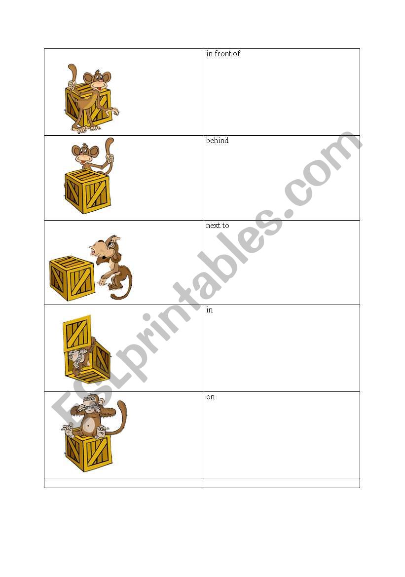 Prepositions of place worksheet