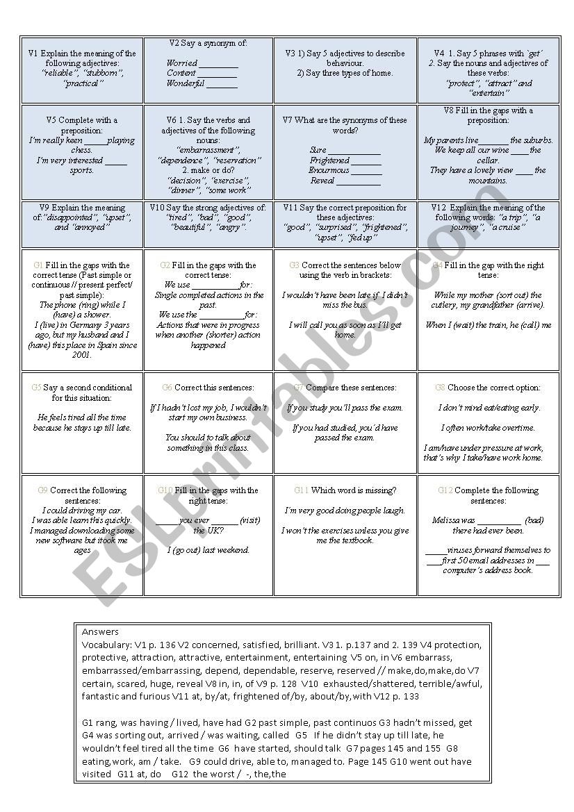 Monopoly Cards F2F Intermediate