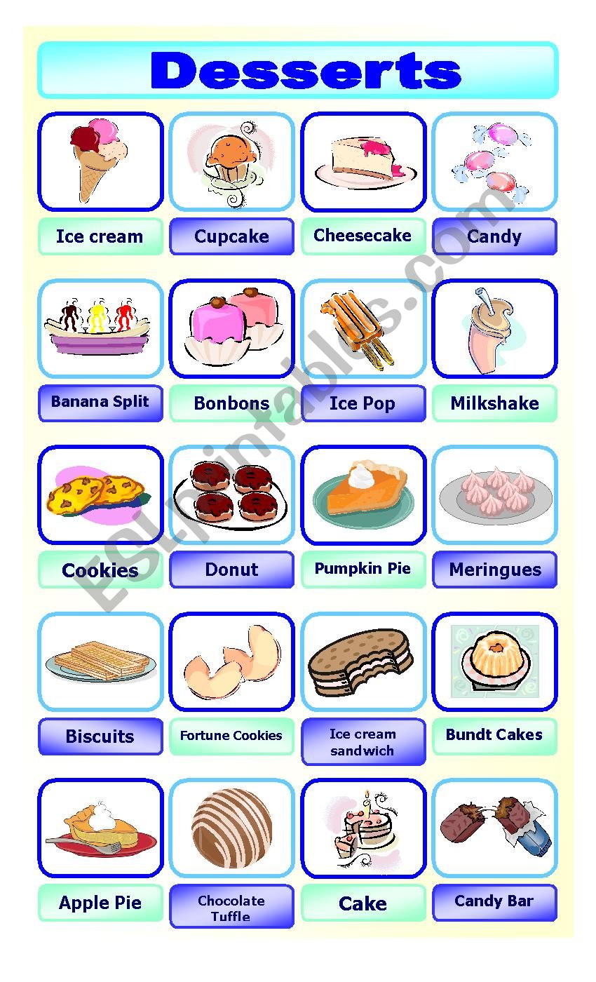 Desserts Pictionary worksheet