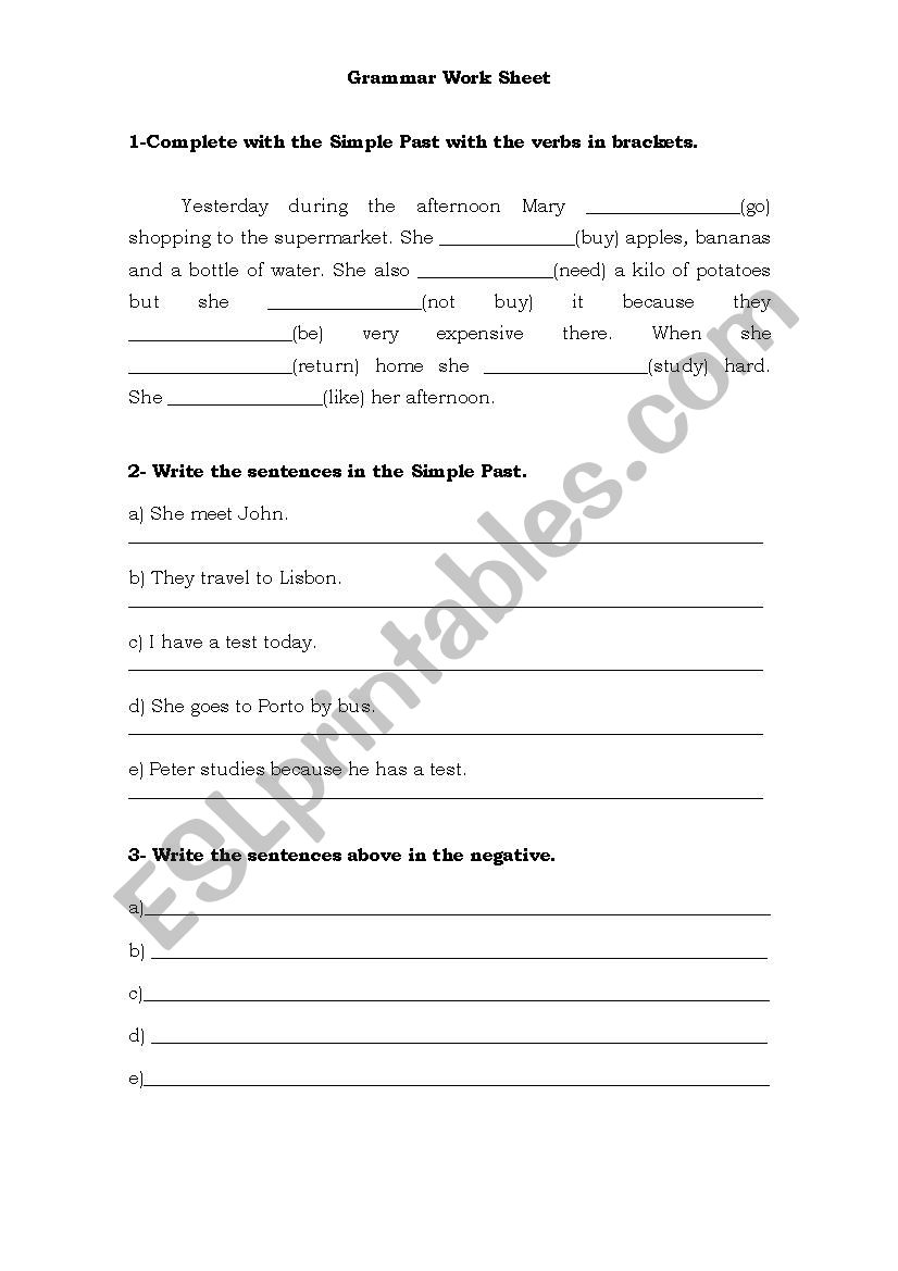 Simple past worksheet