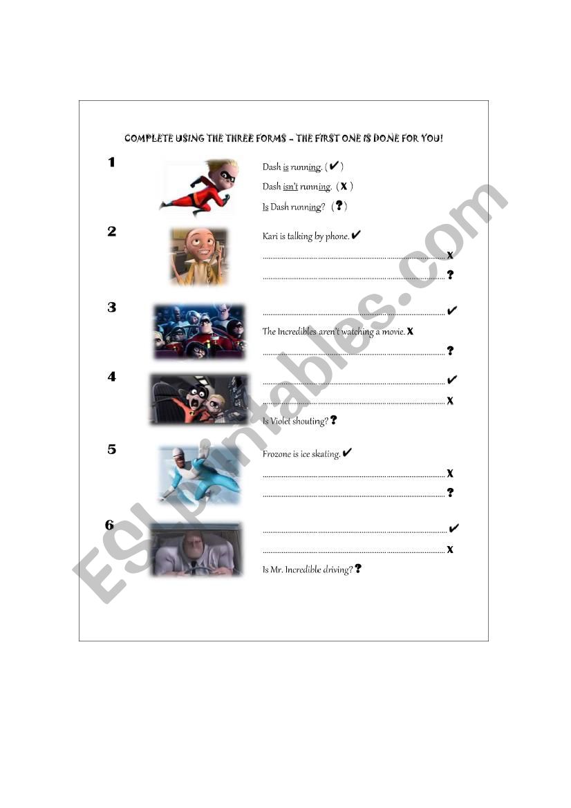 The Incredibles Worksheet worksheet