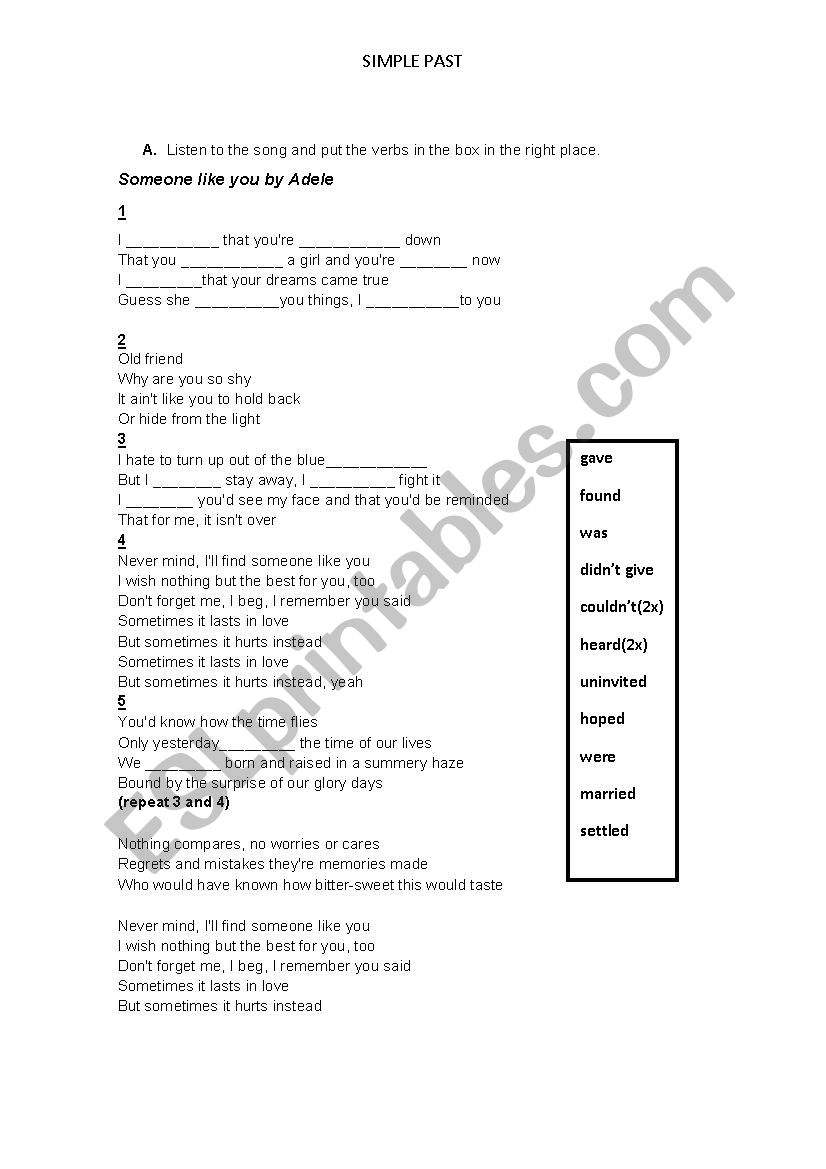 Simple Past worksheet