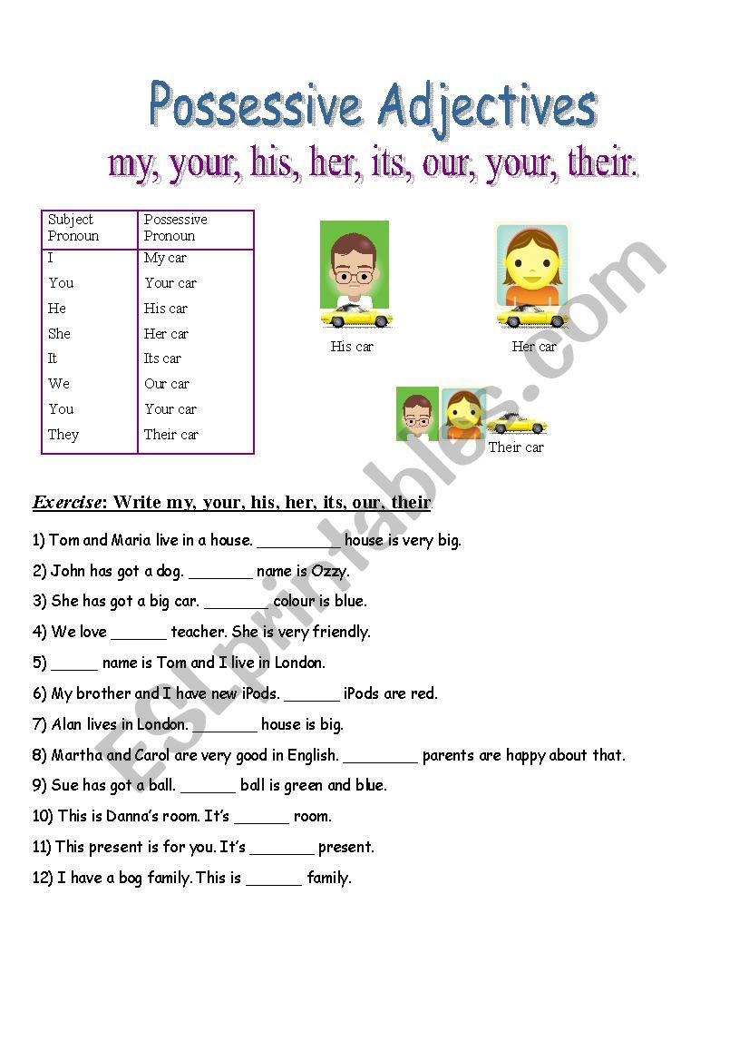 Possessive Pronouns worksheet