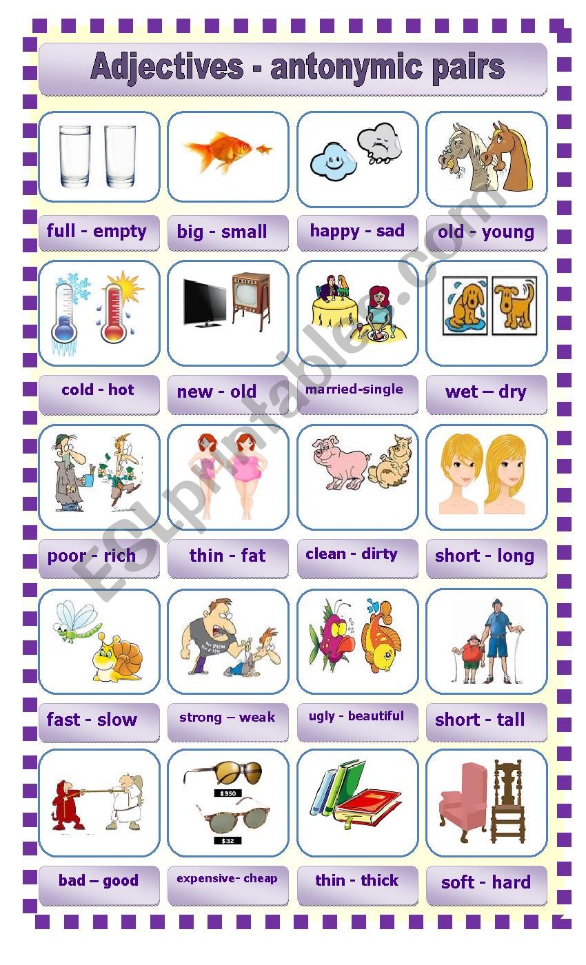 Adjectives - antonymic pairs worksheet