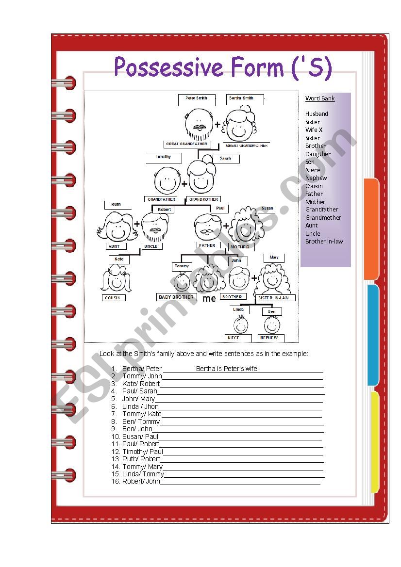 Possessive Form (s) worksheet