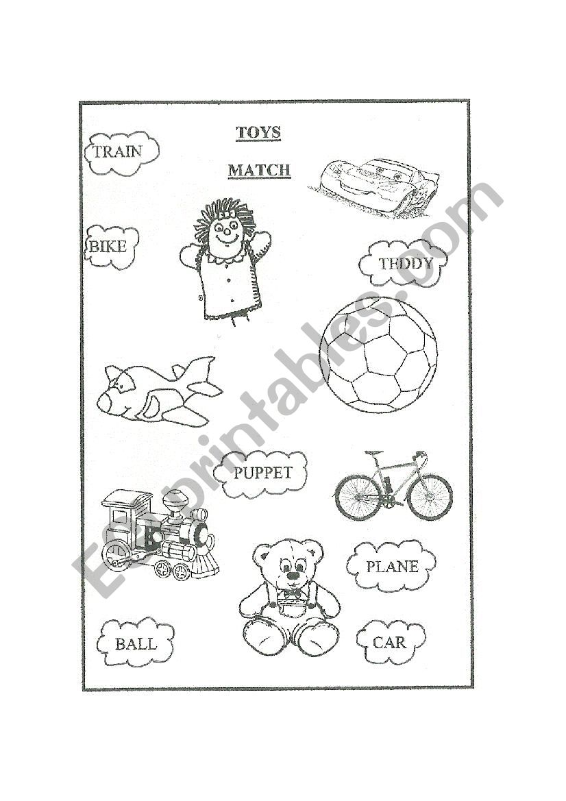 Toys. Match 2 worksheet