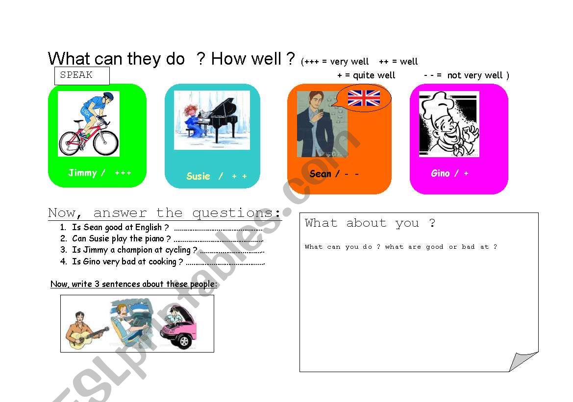What can they do ? worksheet