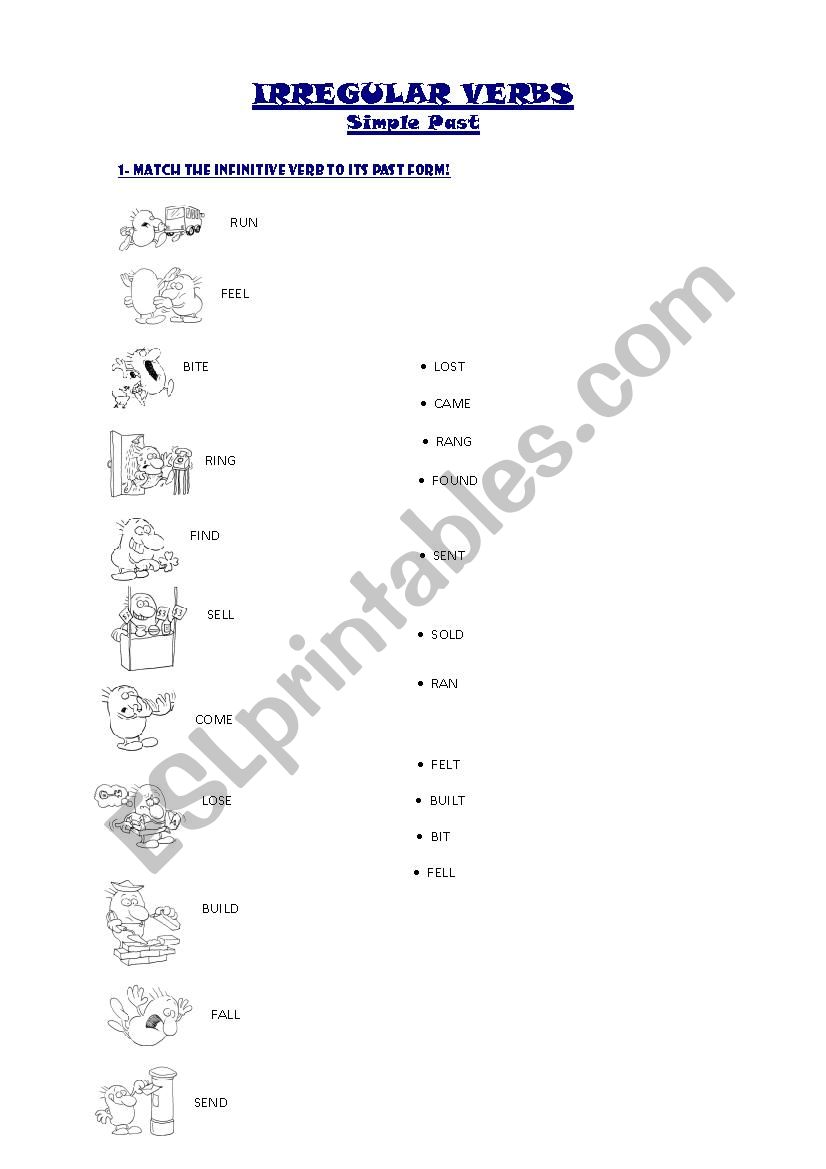 Irregular verbs in the past worksheet