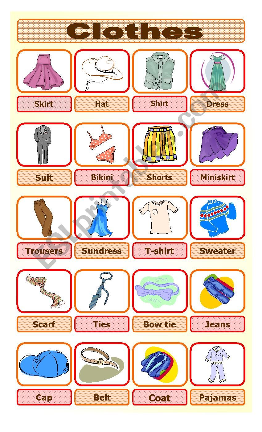 Clothes worksheet