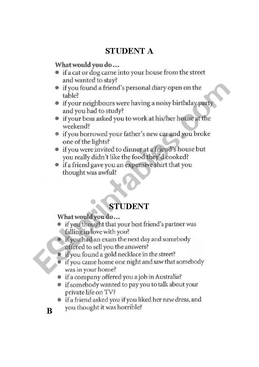 Second Conditional Dialogue worksheet