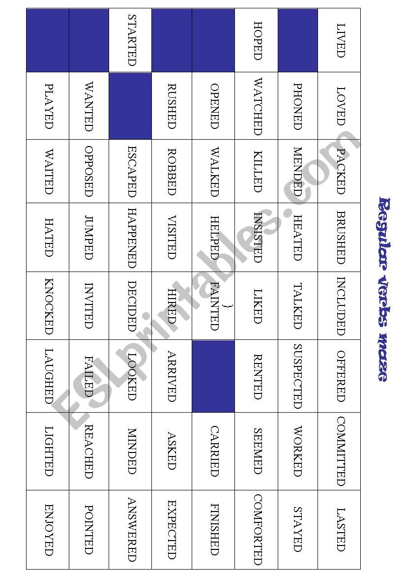 Regular Verbs Maze worksheet