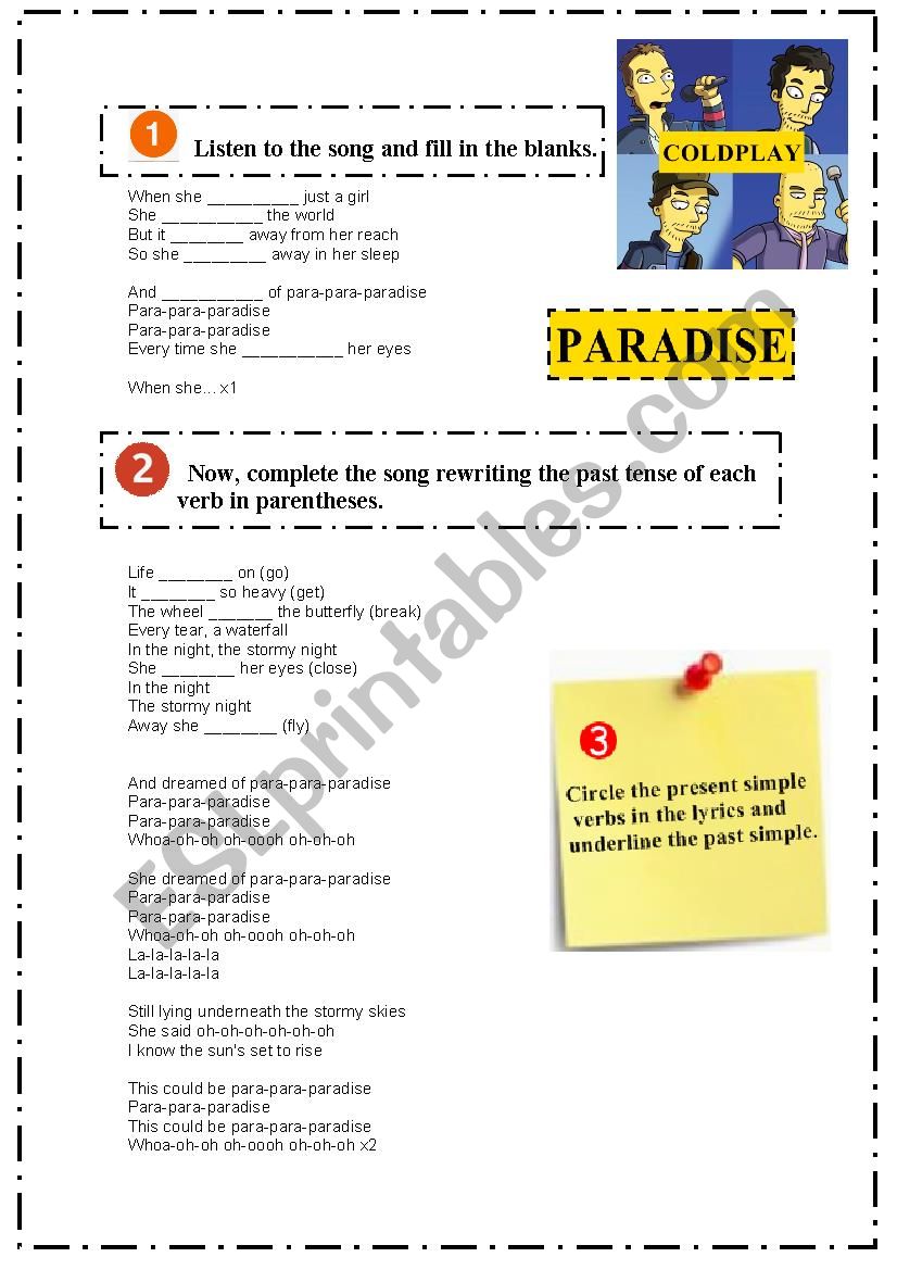 Coldplay - Paradise worksheet