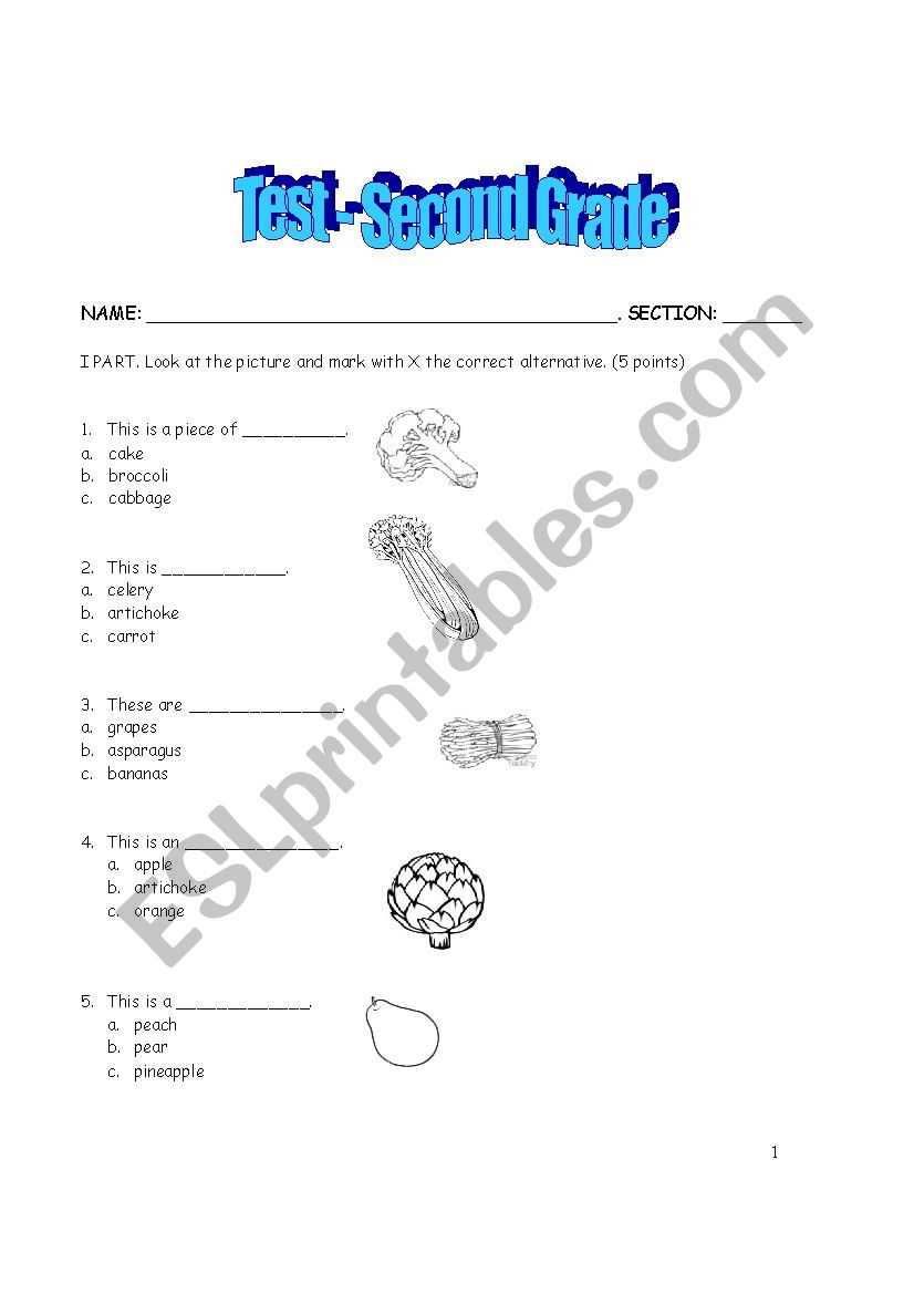 Test Second Grade worksheet